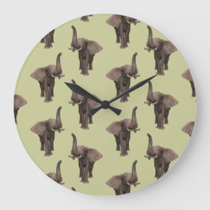 Trumpeting Elephant Large Clock