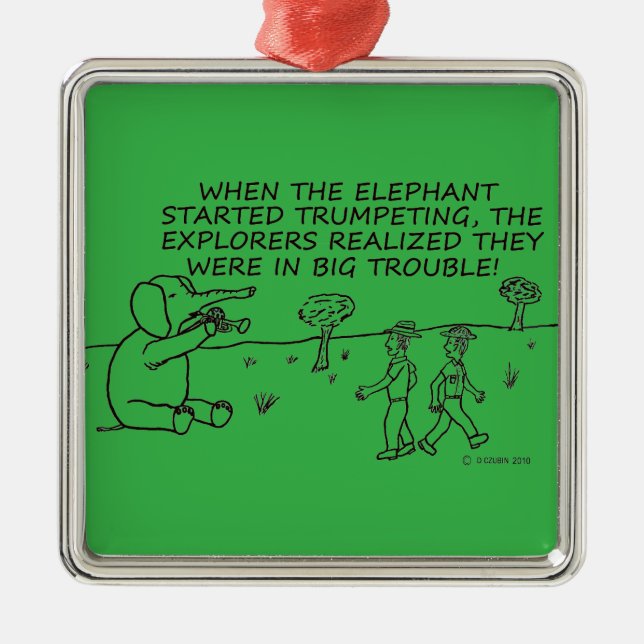 Trumpeting Elephant Metal Tree Decoration (Front)