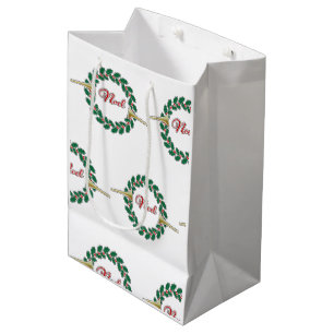 Trumpets Announcing Noel: Merry Christmas Wreath Medium Gift Bag