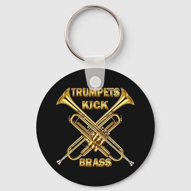Trumpets Kick Brass Key Ring (Front)