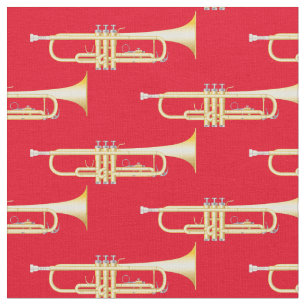 Trumpets Music Musician Room Decor Red Fabric