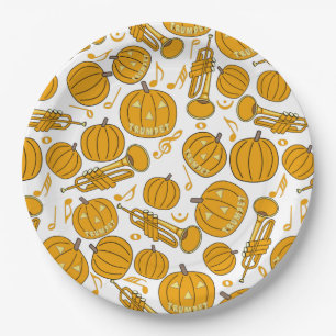 Trumpets Music Note Pumpkins Paper Plate