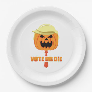 Trumpkin Classic For Halloween Paper Plate