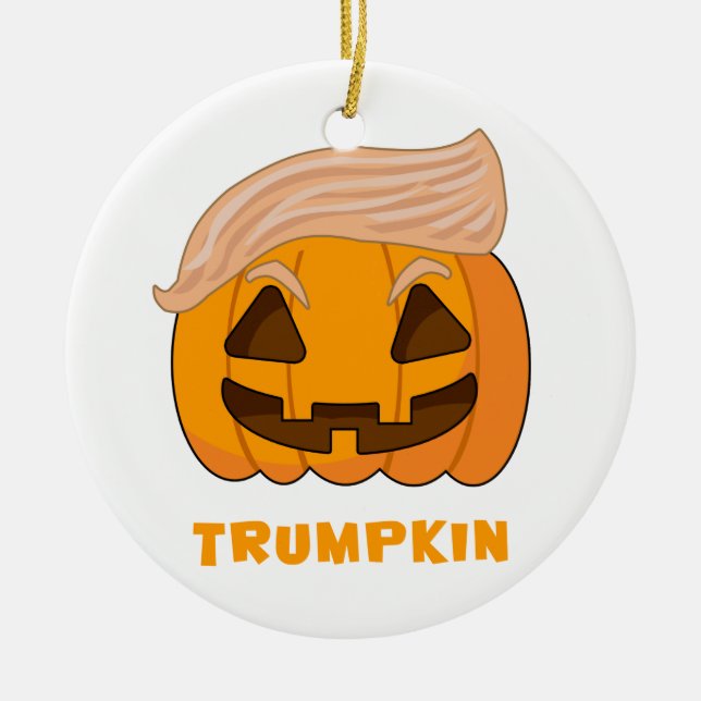 Trumpkin Donald Trump Pumpkin Ceramic Tree Decoration (Front)