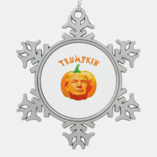 Trumpkin Funny Halloween – Spooky Parody Edition Snowflake Pewter Christmas Ornament