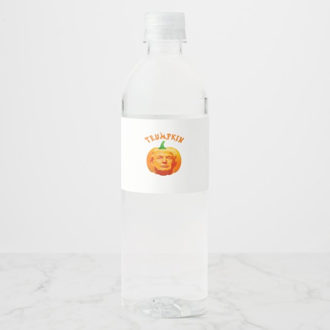 Trumpkin Funny Halloween – Spooky Parody Edition Water Bottle Label (Front)