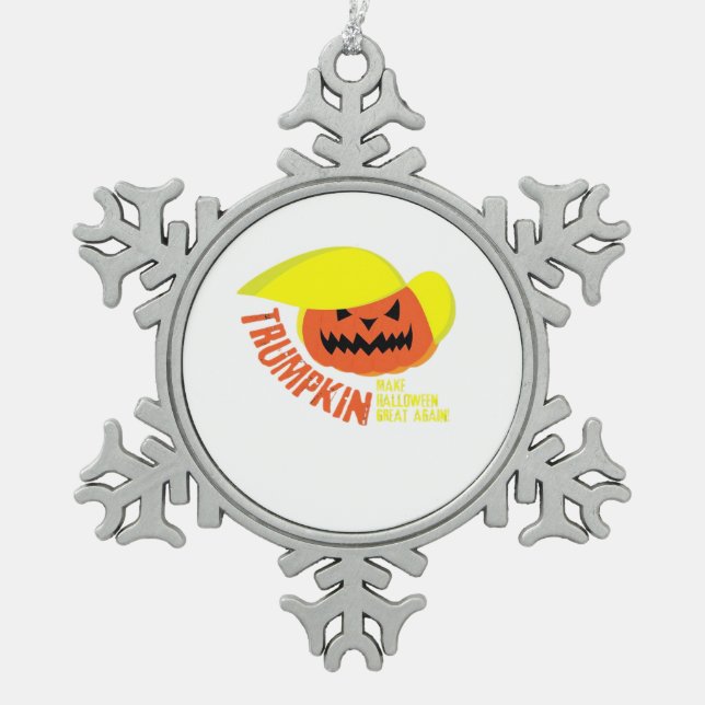 Trumpkin – Funny Mash Snowflake Pewter Christmas Ornament (Front)