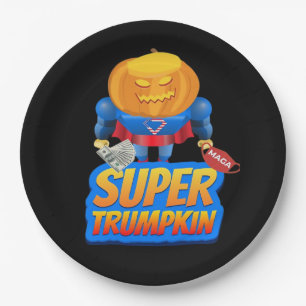 Trumpkin Funny Pumpkin Head Halloween Costume Clas Paper Plate