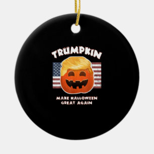 Trumpkin Funny Pumpkin Pie Pun Usa Liberals Hallow Ceramic Tree Decoration
