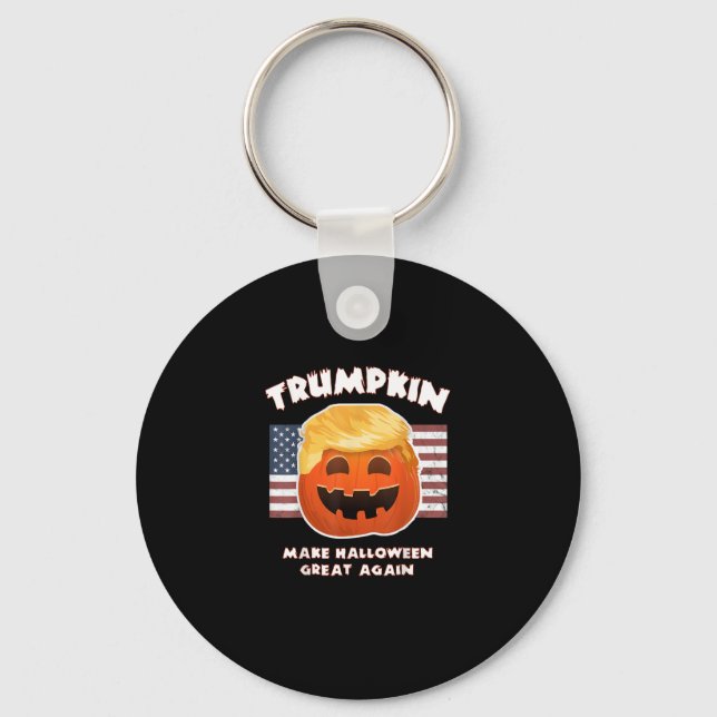Trumpkin Funny Pumpkin Pie Pun Usa Liberals Hallow Key Ring (Front)