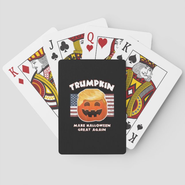 Trumpkin Funny Pumpkin Pie Pun Usa Liberals Hallow Playing Cards (Back)