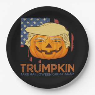 Trumpkin Halloween Funny Design Paper Plate