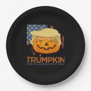 Trumpkin Halloween Funny Design Paper Plate