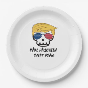 Trumpkin Halloween Make Halloween Great Again Funn Paper Plate