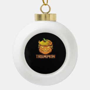 Trumpkin - Halloween Pumpkin Ceramic Ball Christmas Ornament