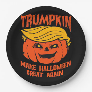 Trumpkin Halloween Pumpkin Election Paper Plate