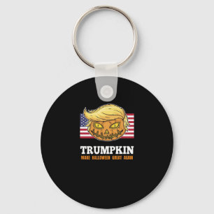 Trumpkin Halloween Pumpkin With Flag Scary Design  Key Ring