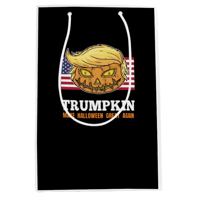 Trumpkin Halloween Pumpkin With Flag Scary Design  Medium Gift Bag (Front)