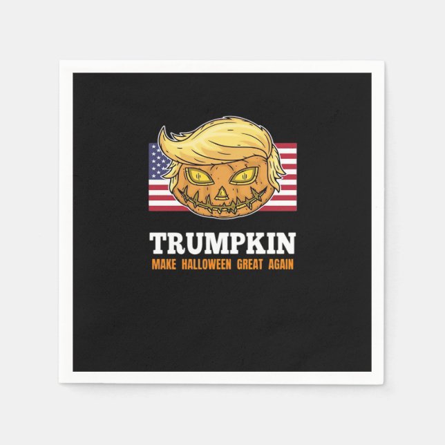 Trumpkin Halloween Pumpkin With Flag Scary Design  Napkin (Front)