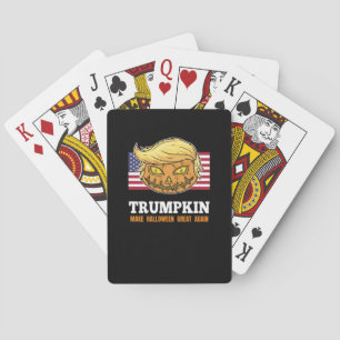 Trumpkin Halloween Pumpkin With Flag Scary Design  Playing Cards