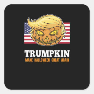 Trumpkin Halloween Pumpkin With Flag Scary Design  Square Sticker