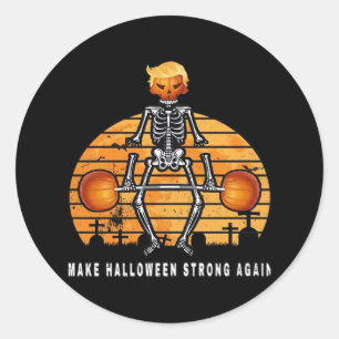 Trumpkin Make Halloween  Again Gym Fitness Funny Classic Round Sticker