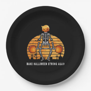 Trumpkin Make Halloween  Again Gym Fitness Funny Paper Plate