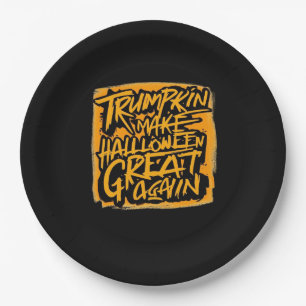 Trumpkin Make Halloween Great Again – Autumn Sloth Paper Plate