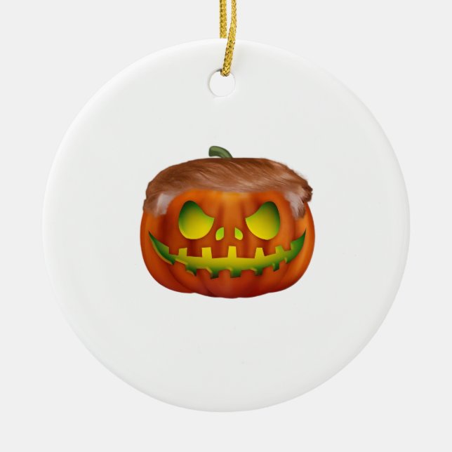 Trumpkin – Make Halloween Great Again Ceramic Tree Decoration (Front)