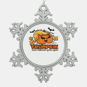 Trumpkin - Make Halloween Great Again! - Funny Hal Snowflake Pewter Christmas Ornament