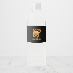 Trumpkin Make Halloween Great Again Funny Politica Water Bottle Label