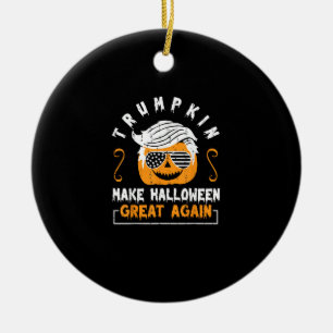 Trumpkin Make Halloween Great Again Funny Pumpkin  Ceramic Tree Decoration