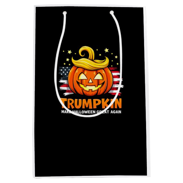 Trumpkin Make Halloween Great Again Funny Pumpkin Medium Gift Bag (Front)