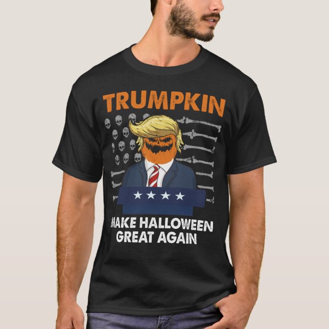 Trumpkin Make Halloween Great Again Funny Trump T-Shirt (Front)