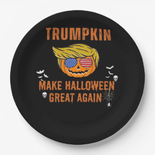 Trumpkin Make Halloween Great Again, Halloween Pu Paper Plate