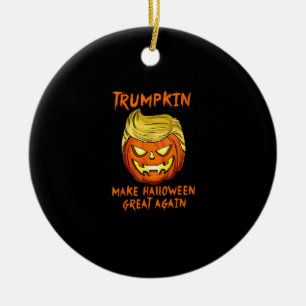 Trumpkin Make Halloween Great Again Jack O Lantern Ceramic Tree Decoration