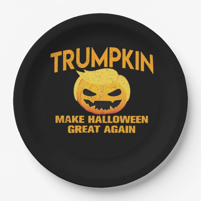 Trumpkin Make Halloween Great Again – Sloth Parody Paper Plate (Front)