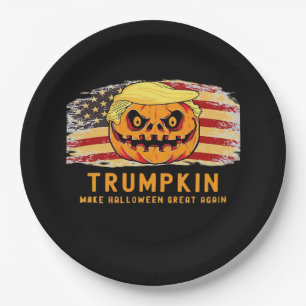 Trumpkin Make Halloween Great Again Us Flag Funny  Paper Plate