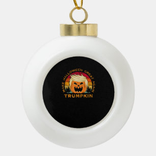 Trumpkin Make Halloween Great Again Vintage Ceramic Ball Christmas Ornament