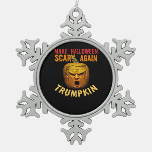 Trumpkin Make Halloween Scary Again – Funny Donald Snowflake Pewter Christmas Ornament