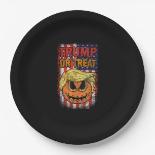 Trumpkin Or Treat Funny Halloween Trumpkin Paper Plate