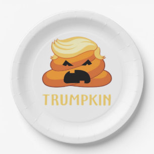 Trumpkin Poop Funny Halloween Paper Plate
