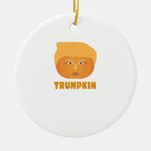 Trumpkin Pumpkin Funny Halloween Design Classic Ceramic Tree Decoration