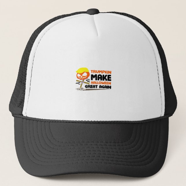 Trumpkin Pumpkin Halloween Classic Trucker Hat (Front)