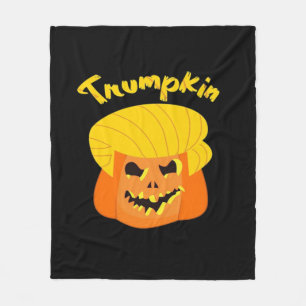 Trumpkin Pumpkin Halloween Design – Retro Slogan  Fleece Blanket