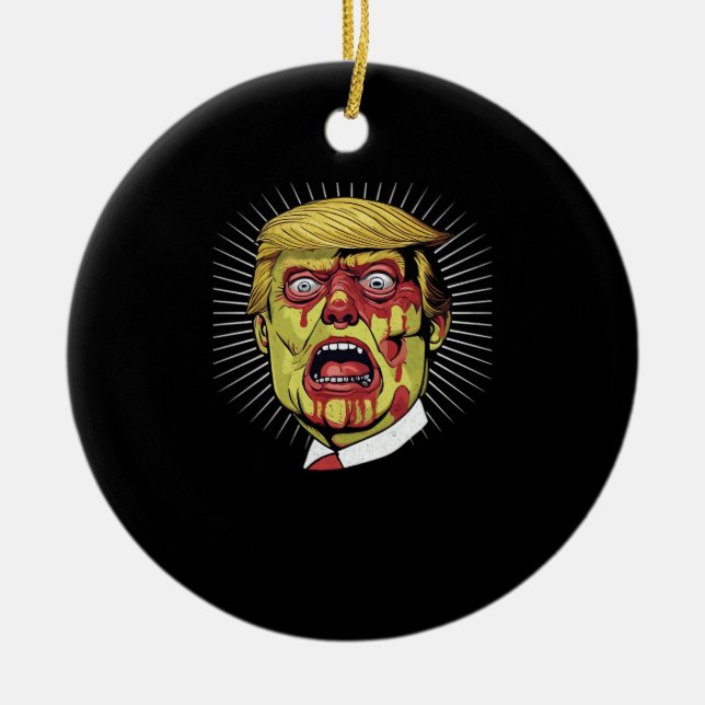Trumpkin Retro Halloween   Ceramic Tree Decoration (Front)