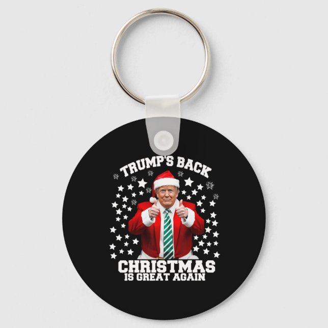 Trumps Back Christmas Is Great Again Funny Preside Key Ring (Front)