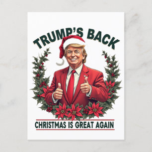 Trump's Back Christmas Is Great Again Santa Postcard