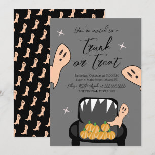Trunk a Treat Halloween Ghost Grey Invitation