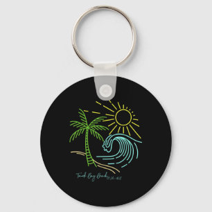 Trunk Bay Beach St John Usvi Bright Minimal Line A Key Ring